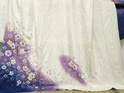 平和屋着物●豪華振袖　舞花文　暈し染め　金彩　正絹　逸品　DABI2554ud