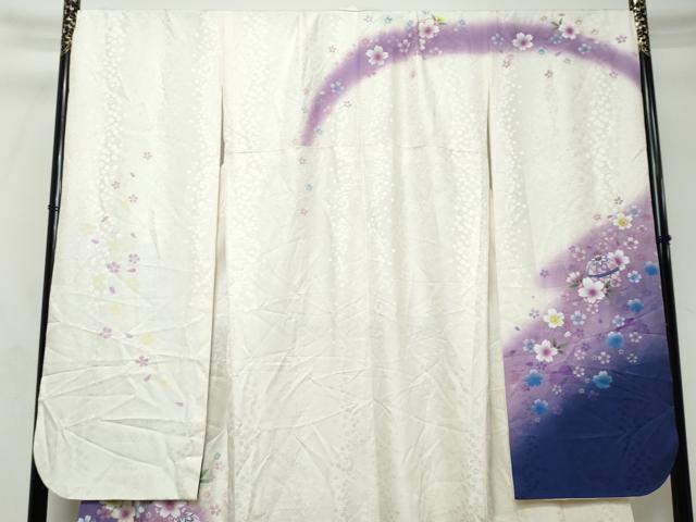 平和屋着物●豪華振袖　舞花文　暈し染め　金彩　正絹　逸品　DABI2554ud