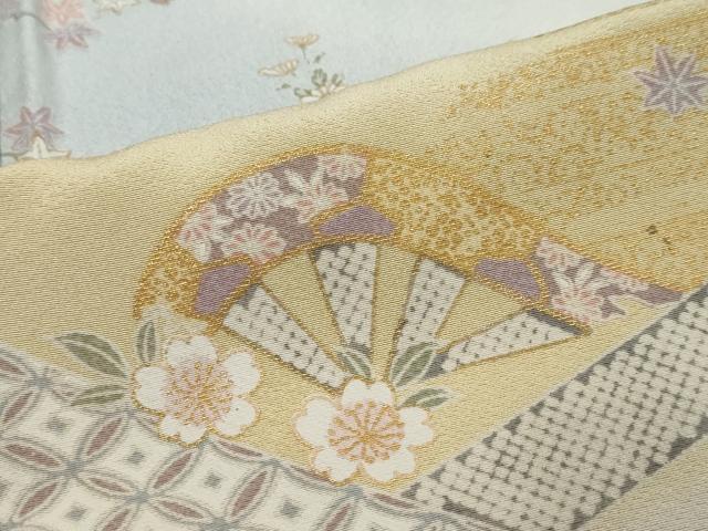 平和屋着物●訪問着　駒刺繍　吉祥片輪車草花文　暈し染め　金彩　正絹　逸品　DABI2555ud