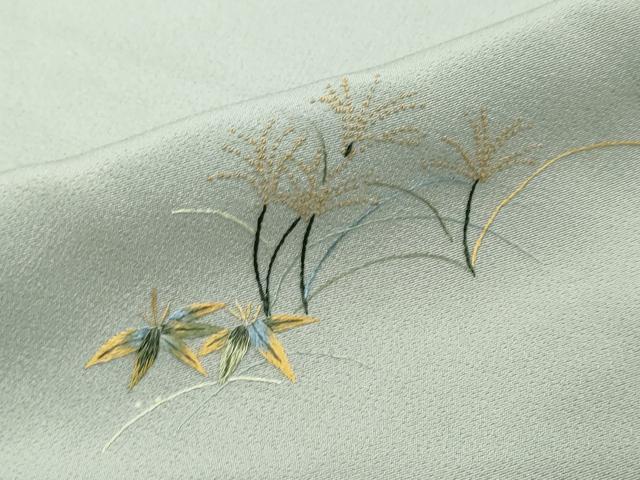 平和屋着物●中国三大刺繍　相良刺繍　総刺繍　色留訪問着　笹竹文　金糸　正絹　逸品　未使用　DABI2557ud
