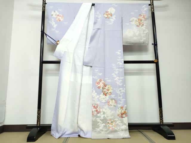 平和屋着物●訪問着　作家物　草花丸文　暈し染め　金彩　正絹　逸品　未使用　DABI2561ud