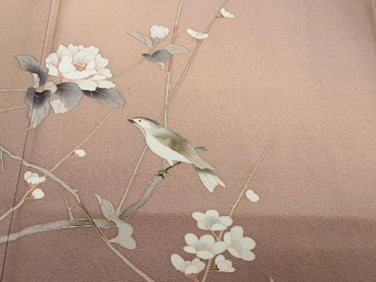 平和屋着物●訪問着　花鳥文　暈し染め　正絹　逸品　DABI2566ud