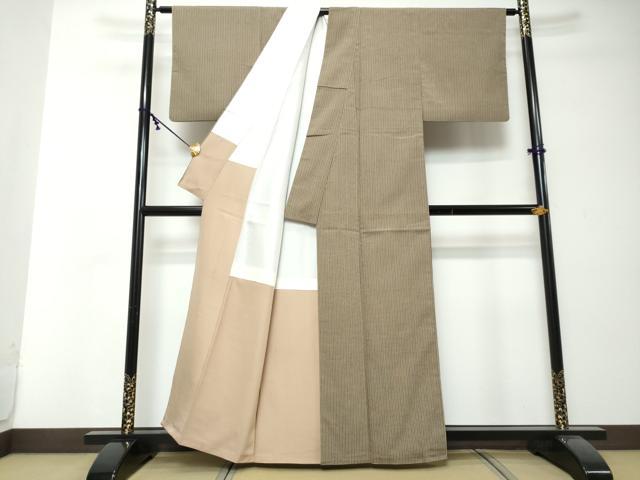 平和屋着物●上質な小紋　変わり縞　正絹　逸品　DABI2567ud