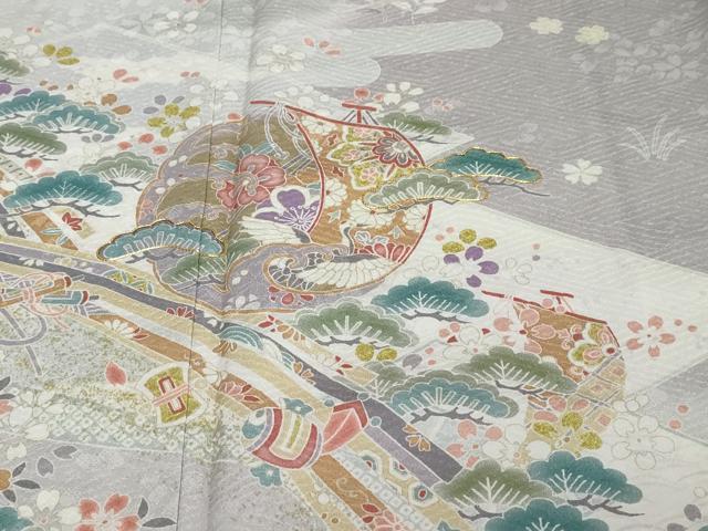 平和屋着物●訪問着　駒刺繍　宝尽くし飛鶴草花文　暈し染め　正絹　逸品　未使用　DABI2568ud