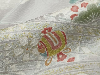 平和屋着物●訪問着　駒刺繍　宝尽くし飛鶴草花文　暈し染め　正絹　逸品　未使用　DABI2568ud