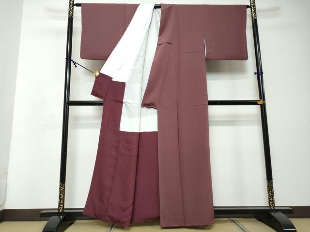 平和屋着物●江戸小紋　本草木萬両染　黒色×葡萄色　万筋　正絹　逸品　DABI2569ud