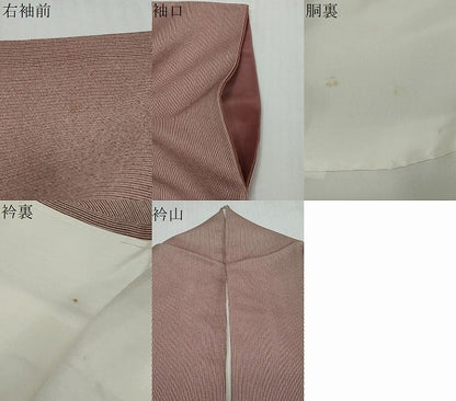 平和屋着物●江戸小紋　万筋　浅蘇芳色×白色　正絹　逸品　DABI2571ud