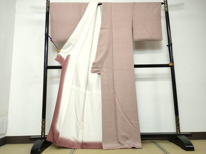 平和屋着物●江戸小紋　万筋　浅蘇芳色×白色　正絹　逸品　DABI2571ud
