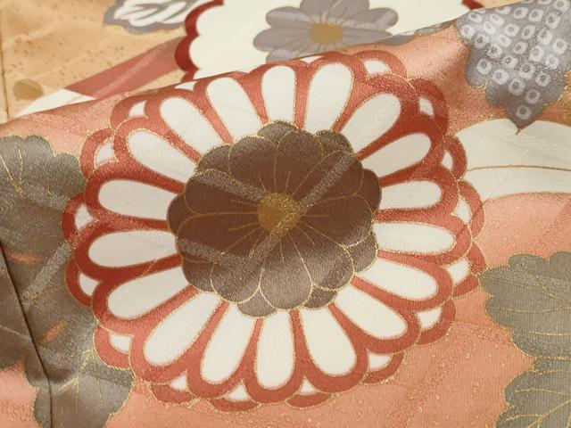 平和屋着物●十日町老舗ブランド　吉澤友禅　吾妻徳穂　振袖　駒刺繍　舞花文　暈し染め　金彩　正絹　逸品　DABI2575ud