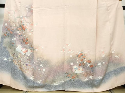 平和屋着物●訪問着　流水鴛鴦枝花文　暈し染め　金彩　正絹　逸品　DABI2577ud