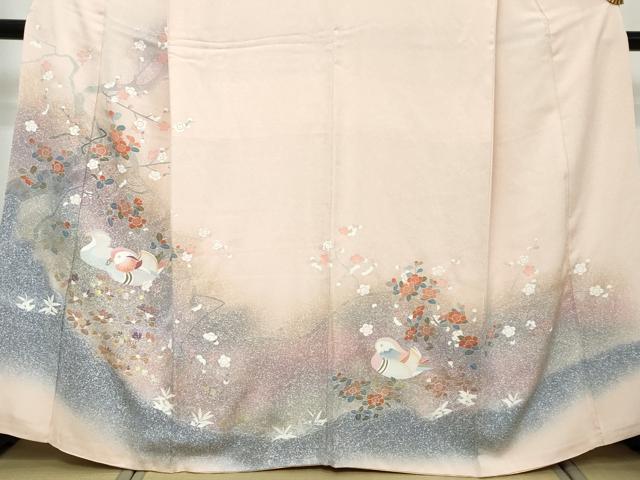 平和屋着物●訪問着　流水鴛鴦枝花文　暈し染め　金彩　正絹　逸品　DABI2577ud
