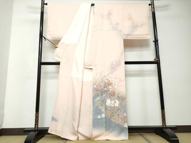 平和屋着物●訪問着　流水鴛鴦枝花文　暈し染め　金彩　正絹　逸品　DABI2577ud