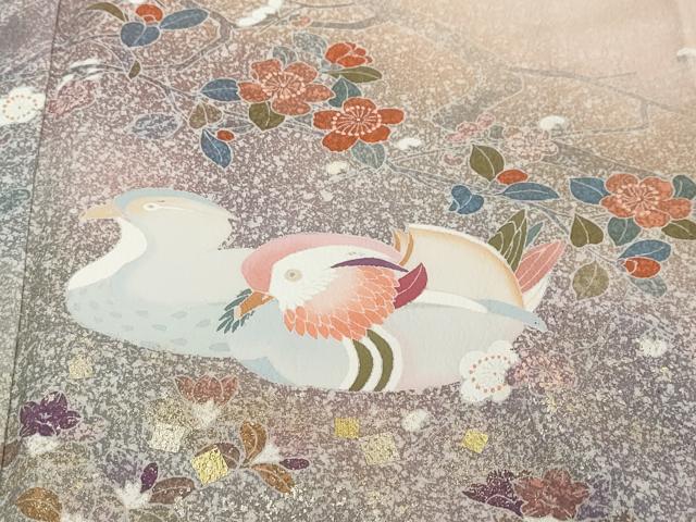 平和屋着物●訪問着　流水鴛鴦枝花文　暈し染め　金彩　正絹　逸品　DABI2577ud