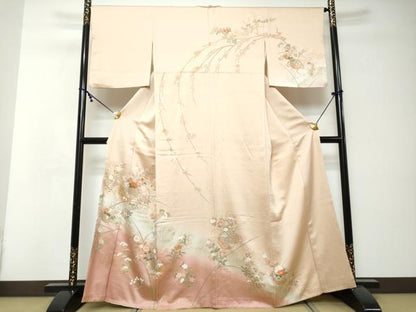 平和屋着物●訪問着　雪輪飾花文　暈し染め　金彩　正絹　逸品　DABI2578ud