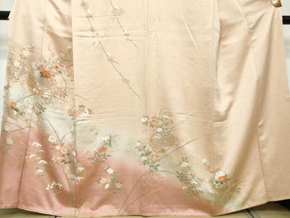 平和屋着物●訪問着　雪輪飾花文　暈し染め　金彩　正絹　逸品　DABI2578ud