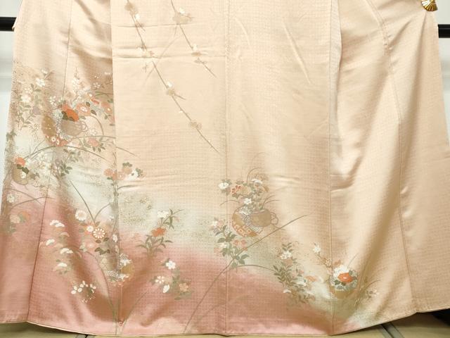 平和屋着物●訪問着　雪輪飾花文　暈し染め　金彩　正絹　逸品　DABI2578ud