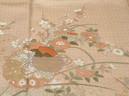 平和屋着物●訪問着　雪輪飾花文　暈し染め　金彩　正絹　逸品　DABI2578ud