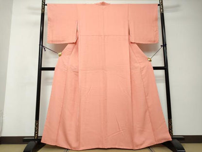 平和屋着物●上質な色無地　紋意匠　薄紅色　正絹　逸品　未使用　DABI2580ud