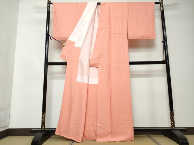 平和屋着物●上質な色無地　紋意匠　薄紅色　正絹　逸品　未使用　DABI2580ud