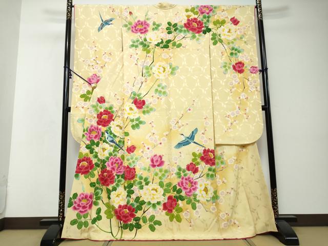 平和屋着物●本加賀友禅作家　水野博　振袖　花鳥文　暈し染め　正絹　逸品　DABI2583ud