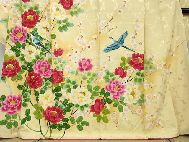 平和屋着物●本加賀友禅作家　水野博　振袖　花鳥文　暈し染め　正絹　逸品　DABI2583ud