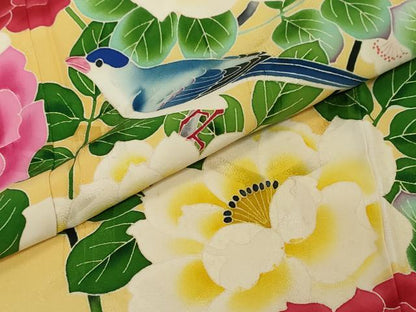 平和屋着物●本加賀友禅作家　水野博　振袖　花鳥文　暈し染め　正絹　逸品　DABI2583ud