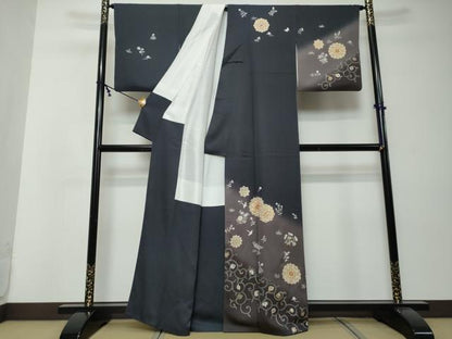 平和屋着物●西陣　京の名門　じゅらく謹製　帝王紫　訪問着　駒刺繍　花鳥文　暈し染め　正絹　逸品　DABI2589ud