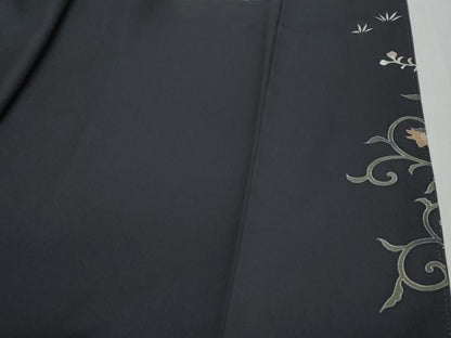 平和屋着物●西陣　京の名門　じゅらく謹製　帝王紫　訪問着　駒刺繍　花鳥文　暈し染め　正絹　逸品　DABI2589ud