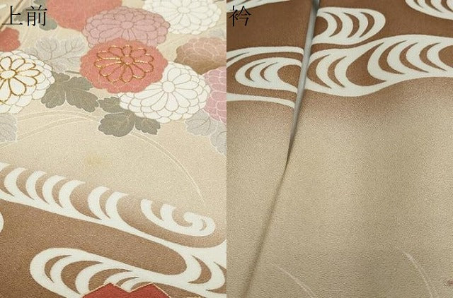 平和屋着物●訪問着　駒刺繍　流水扇面花文　暈し染め　金彩　正絹　逸品　DABI2590ud