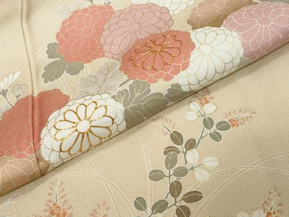 平和屋着物●訪問着　駒刺繍　流水扇面花文　暈し染め　金彩　正絹　逸品　DABI2590ud
