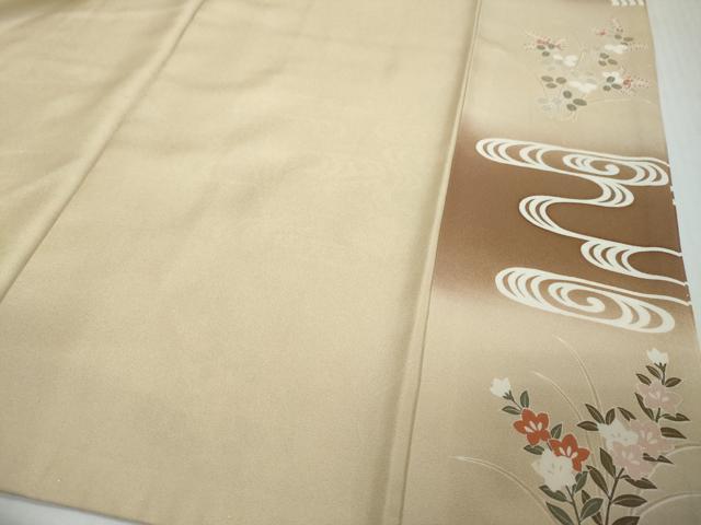 平和屋着物●訪問着　駒刺繍　流水扇面花文　暈し染め　金彩　正絹　逸品　DABI2590ud