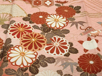 平和屋着物●豪華振袖　駒刺繍　扇面飛鶴花文　暈し染め　金彩　やまと誂製　正絹　逸品　DABI2593ud