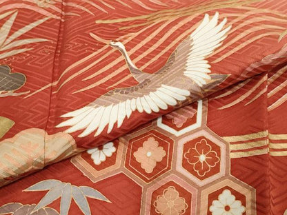 平和屋着物●豪華振袖　駒刺繍　扇面飛鶴花文　暈し染め　金彩　やまと誂製　正絹　逸品　DABI2593ud