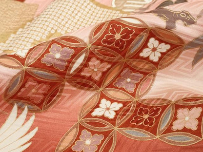 平和屋着物●豪華振袖　駒刺繍　扇面飛鶴花文　暈し染め　金彩　やまと誂製　正絹　逸品　DABI2593ud
