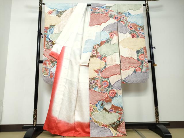 平和屋着物●豪華振袖　絞り　雲取り鳳凰花文　金銀彩　正絹　逸品　DABI2594ud