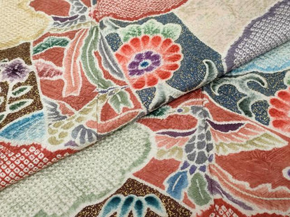 平和屋着物●豪華振袖　絞り　雲取り鳳凰花文　金銀彩　正絹　逸品　DABI2594ud