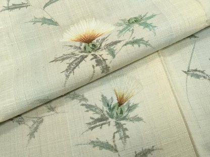平和屋着物●紅花紬　米沢　訪問着　作家物　草花文　正絹　逸品　DABI2596ud