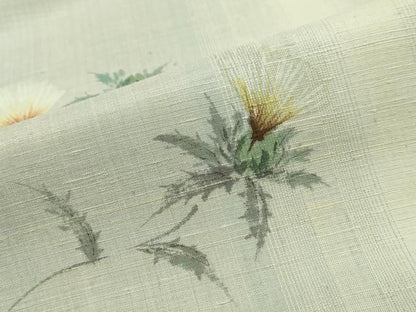平和屋着物●紅花紬　米沢　訪問着　作家物　草花文　正絹　逸品　DABI2596ud