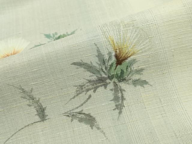 平和屋着物●紅花紬　米沢　訪問着　作家物　草花文　正絹　逸品　DABI2596ud