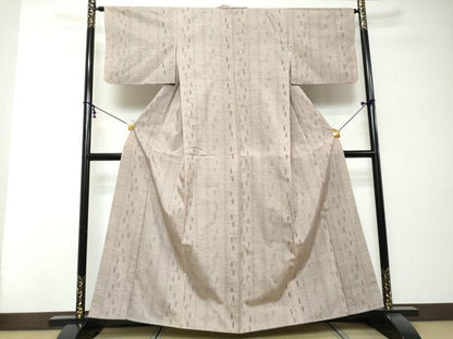 平和屋着物●ぜんまい紬　抽象間道　正絹　逸品　DABI2597ud