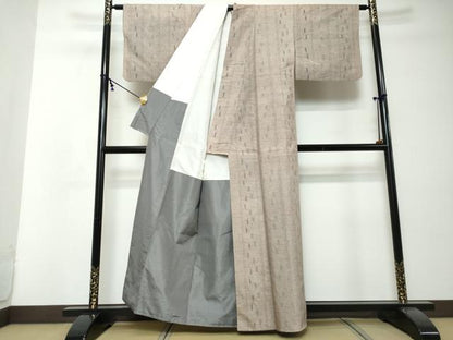平和屋着物●ぜんまい紬　抽象間道　正絹　逸品　DABI2597ud