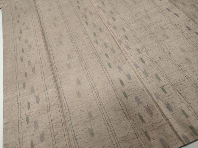平和屋着物●ぜんまい紬　抽象間道　正絹　逸品　DABI2597ud