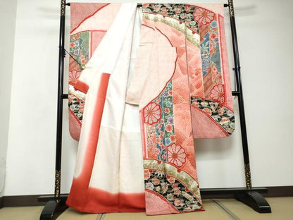 平和屋着物●豪華振袖　総絞り　宝尽くし草花文　金彩　正絹　逸品　DABI2600ud