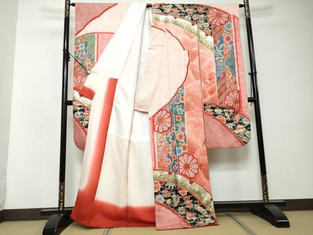 平和屋着物●豪華振袖　総絞り　宝尽くし草花文　金彩　正絹　逸品　DABI2600ud