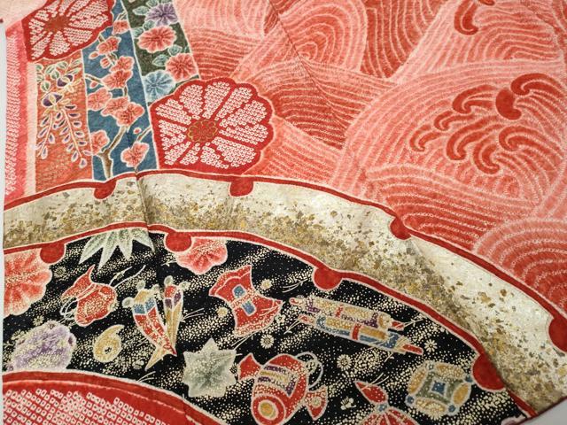 平和屋着物●豪華振袖　総絞り　宝尽くし草花文　金彩　正絹　逸品　DABI2600ud