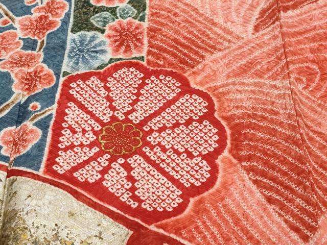 平和屋着物●豪華振袖　総絞り　宝尽くし草花文　金彩　正絹　逸品　DABI2600ud