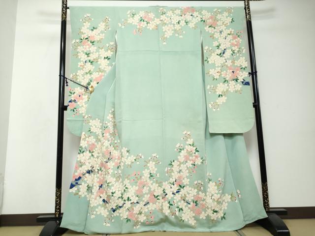 平和屋着物●豪華振袖　枝桜文　金彩　鬼しぼ縮緬　正絹　逸品　DABI2602ud