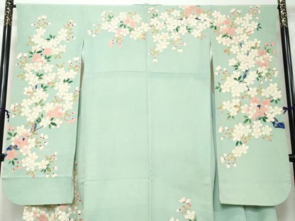 平和屋着物●豪華振袖　枝桜文　金彩　鬼しぼ縮緬　正絹　逸品　DABI2602ud