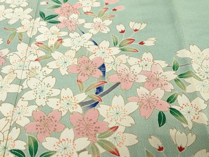 平和屋着物●豪華振袖　枝桜文　金彩　鬼しぼ縮緬　正絹　逸品　DABI2602ud