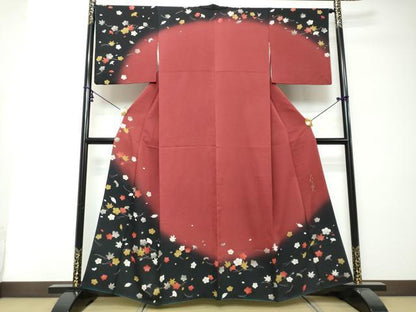 平和屋着物●皇室デザイナー　中村乃武夫　訪問着　草花文　暈し染め　正絹　逸品　DABI2603ud